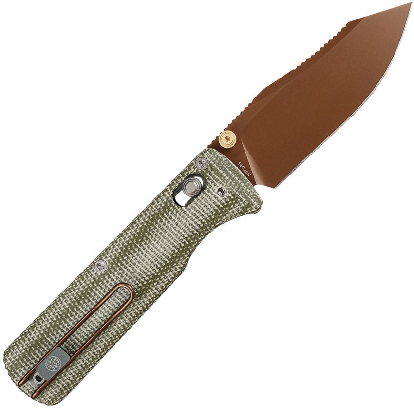 VOSTEED - Vombat Crossbar Lock - 14C28N - Green Micarta