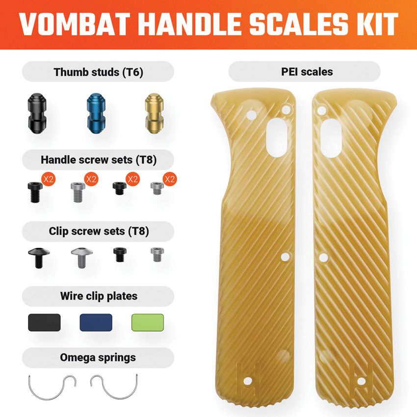 VOSTEED - Vombat Handle Scale kit Slate - Amber PEI - 20